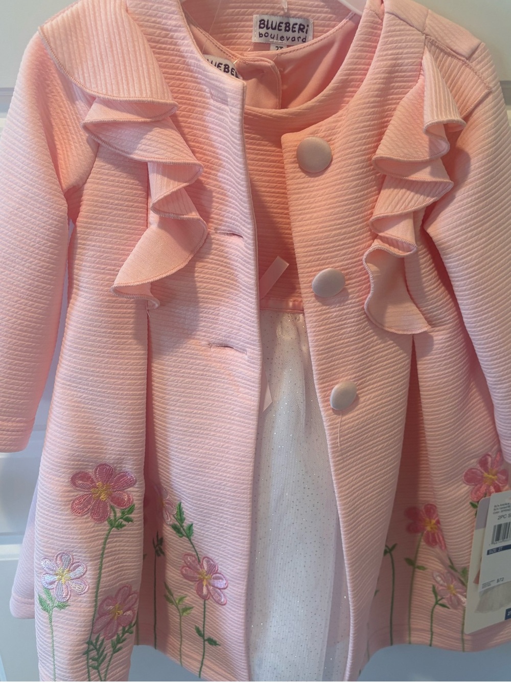NWT  Blueberi  Boulevard 2 Piece Pink Dress & Matching Coat Size 2T